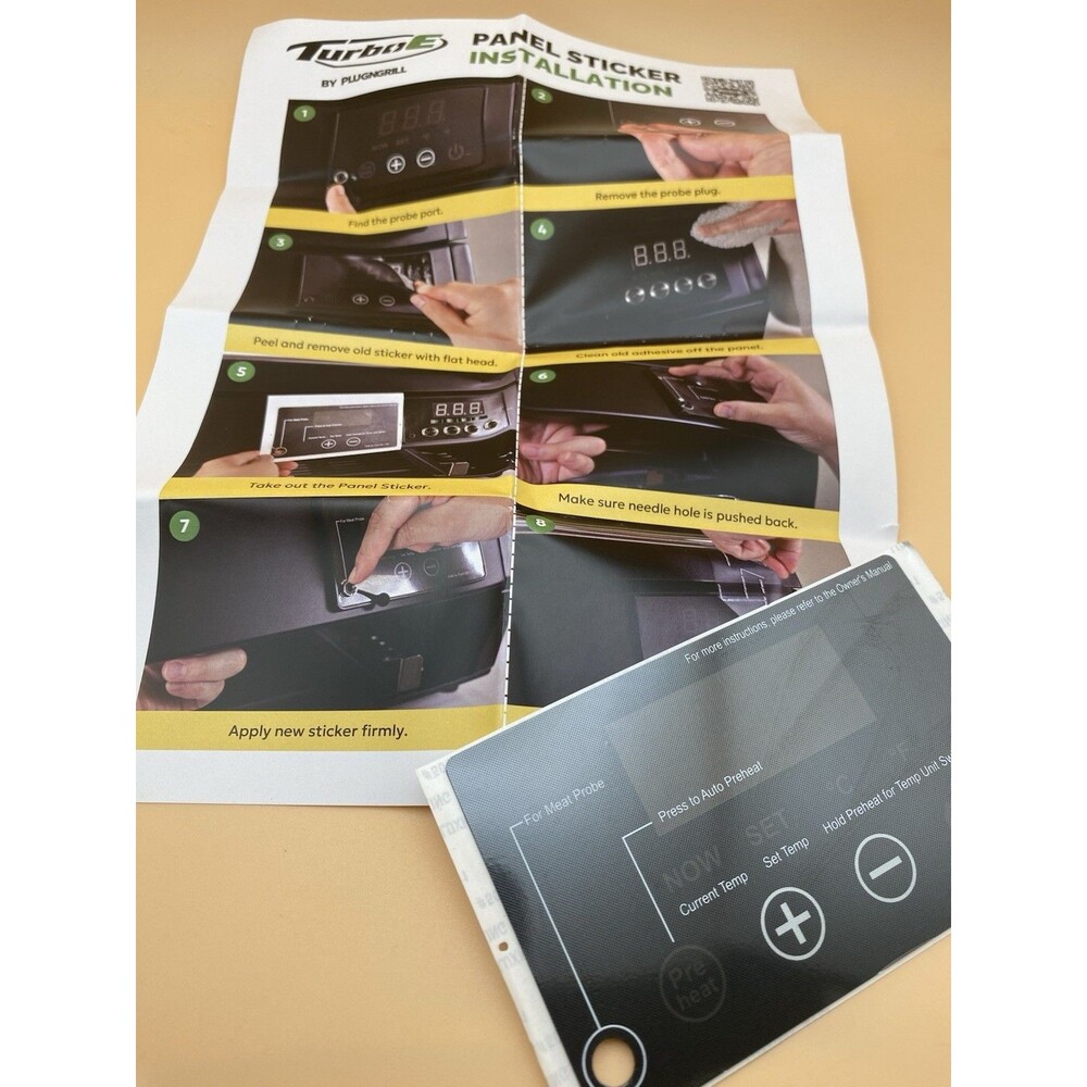 Turbo E Grill Control Panel Sticker Overlay Replacement Decal PlugnGrill
